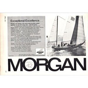 1971 Morgan Mark II-42 Racer Yacht Vintage Print Ad Sailing Live Aboard Wall Art